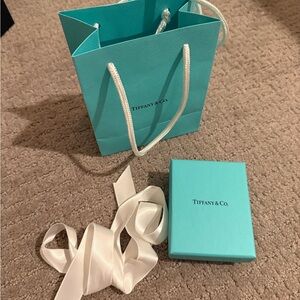 Tiffany & Co. Turquoise Bag and Box with White Ribbon